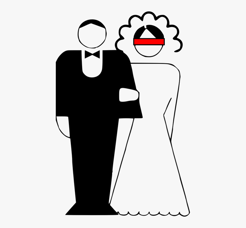 Wedding, Couple, Bride, Groom, Marriage, Blindfold - Marriage Black And White, HD Png Download