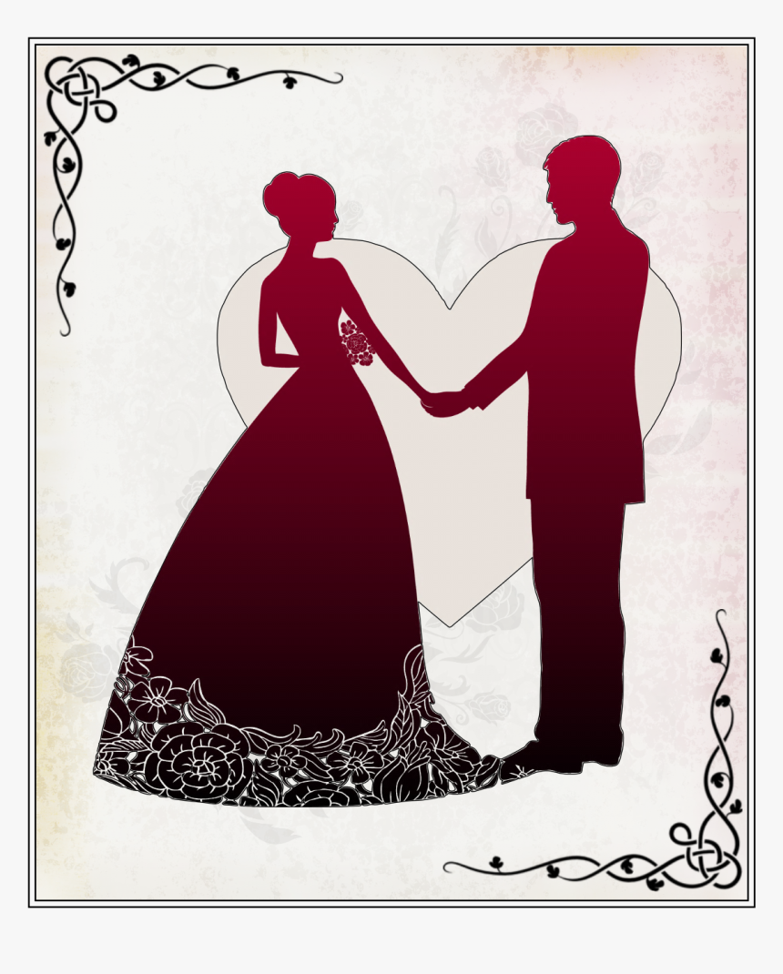 Wedding Couple Silhouette Png, Transparent Png