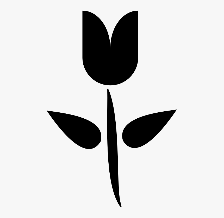 Plant,leaf,monochrome Photography - One Tulip Black Clipart, HD Png Download