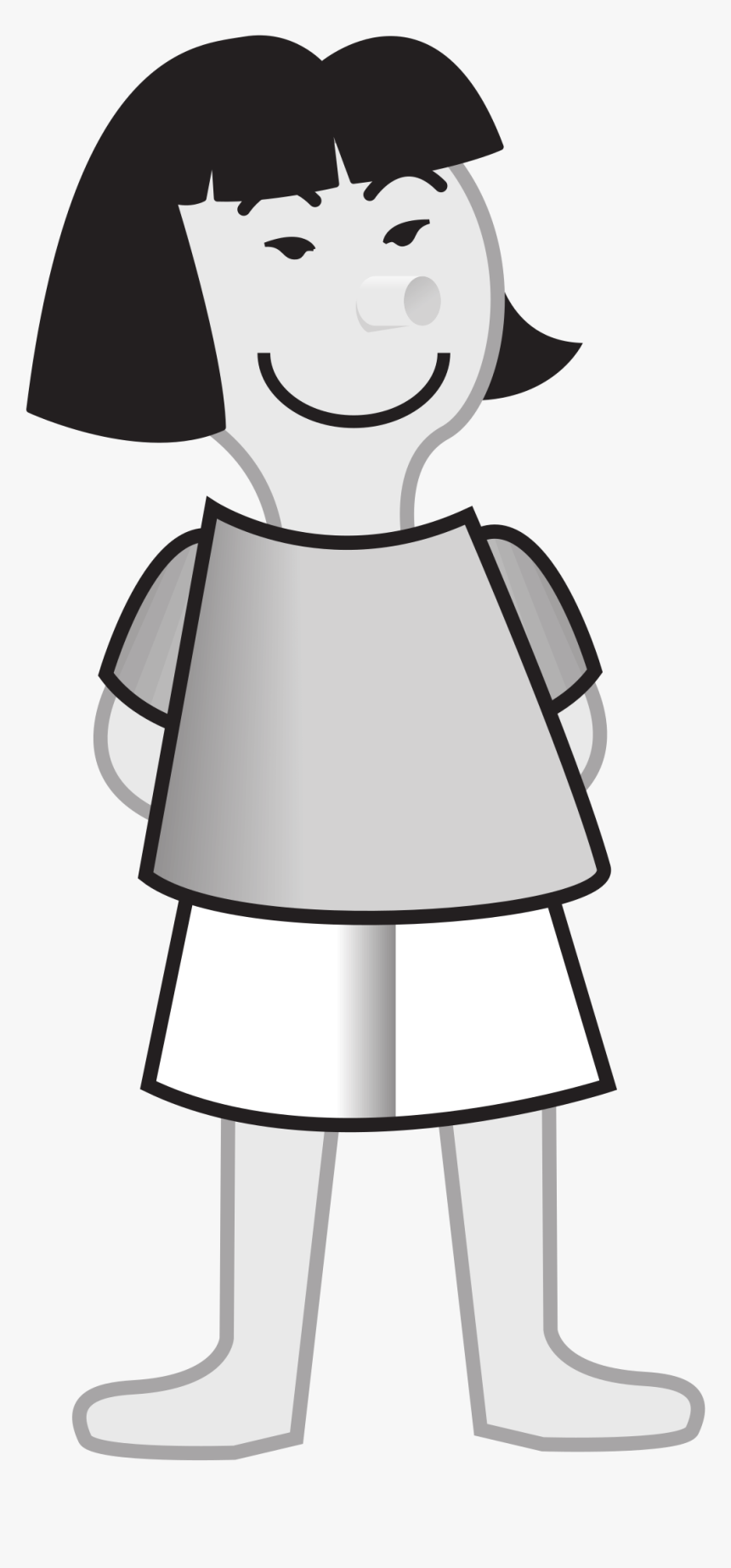 Standing Girl Clipart Black And White, HD Png Download