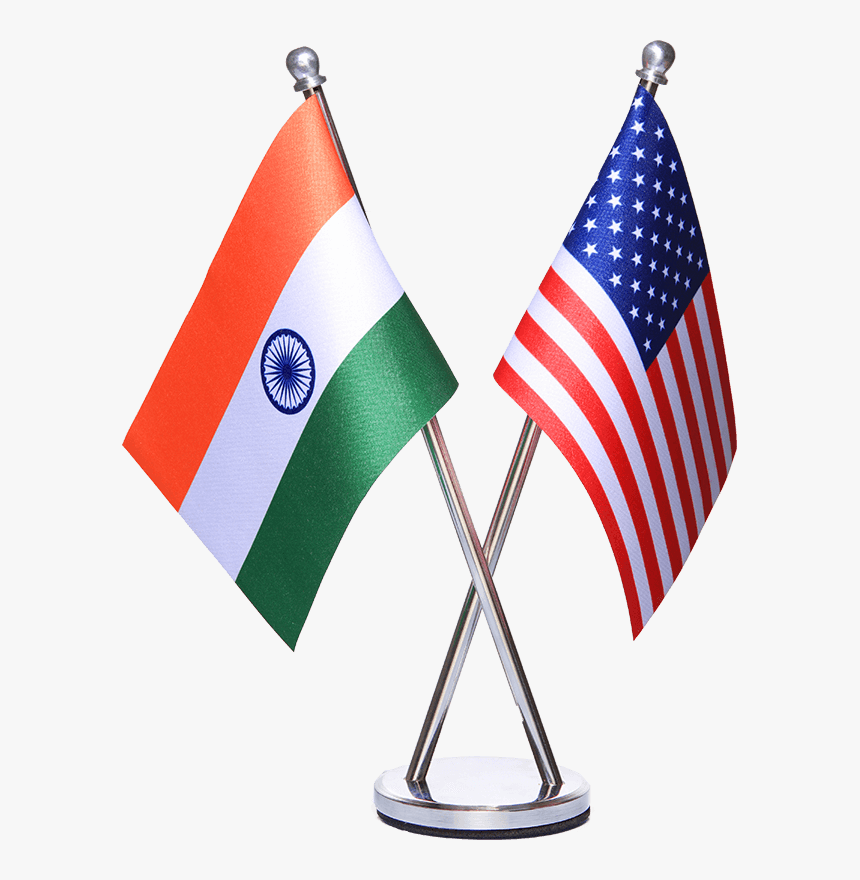 India & Usa Miniature Table Flag With A Stainless Steel - India Usa Flag Png, Transparent Png