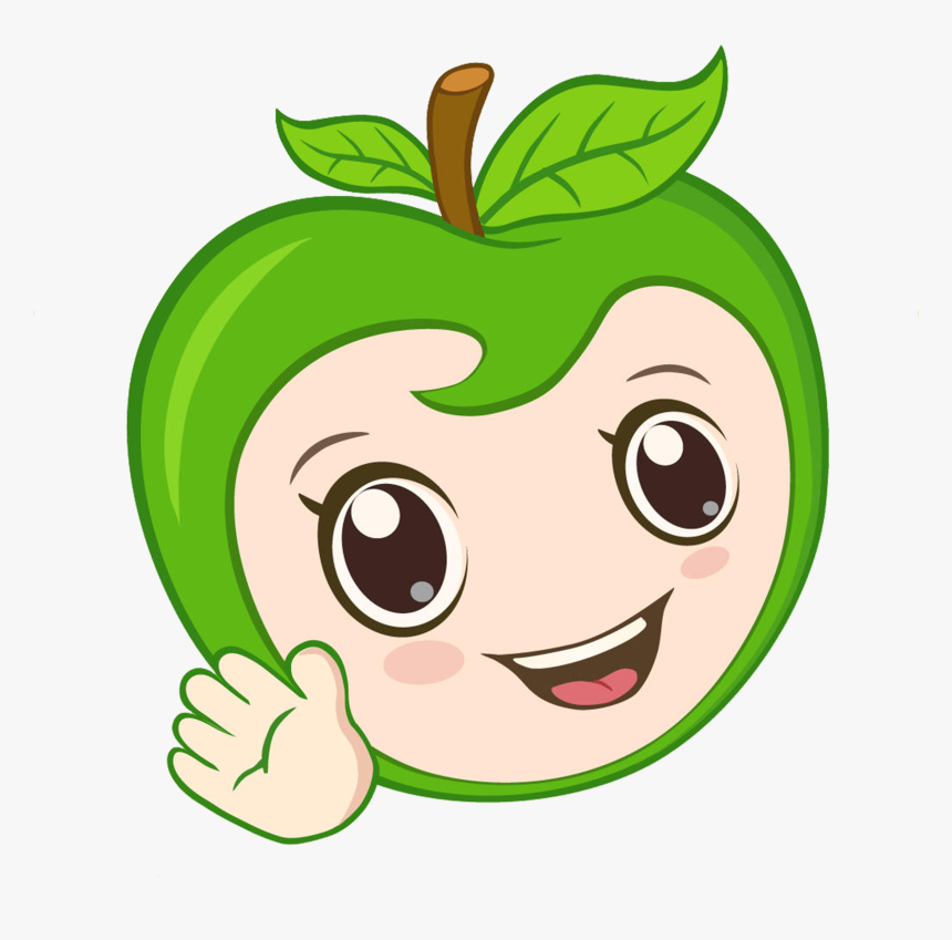 Cartoon Auglis Clip Art Green Smile Transprent - Green Apple Cute Clipart, HD Png Download