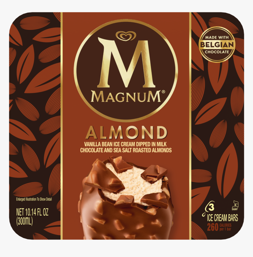 Almond Ice Cream Bar - Magnum Ice Cream Dark Chocolate, HD Png Download