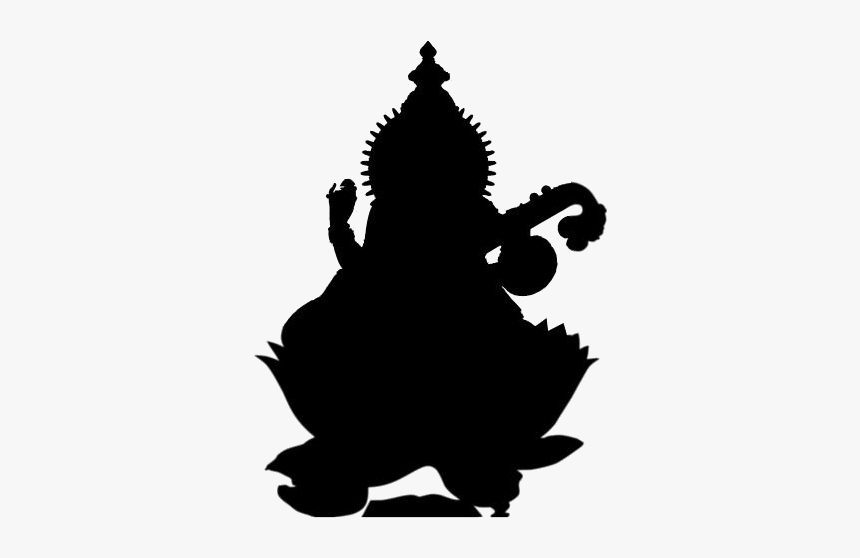 Saraswati Devi Png Transparent Images - Goddess Saraswati Silhouette, Png Download