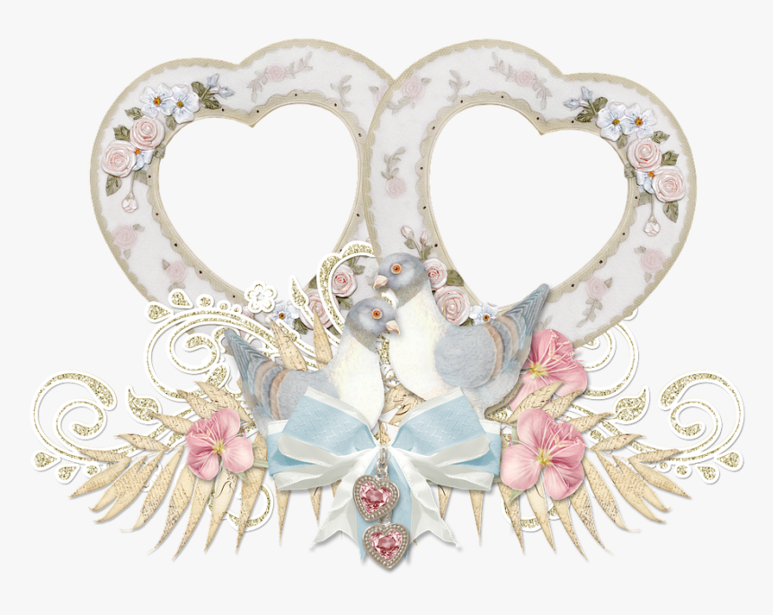 Frame, Photo Frame, Heart, Dove, Love, Wedding - Love Wedding Frame Png, Transparent Png