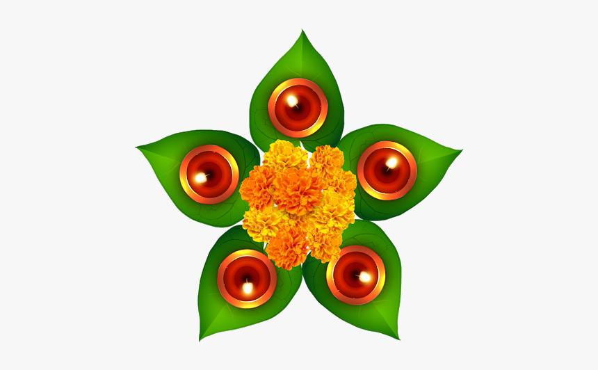 Floral Design With Leaves For Diwali, HD Png Download