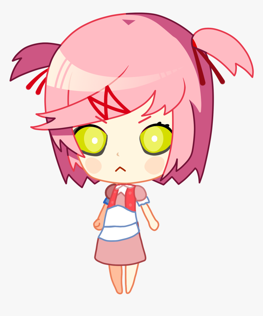 Cartoon,pink,anime,clip Cut,graphics,fictional - Doki Doki Literature Club Chibi Natsuki, HD Png Download