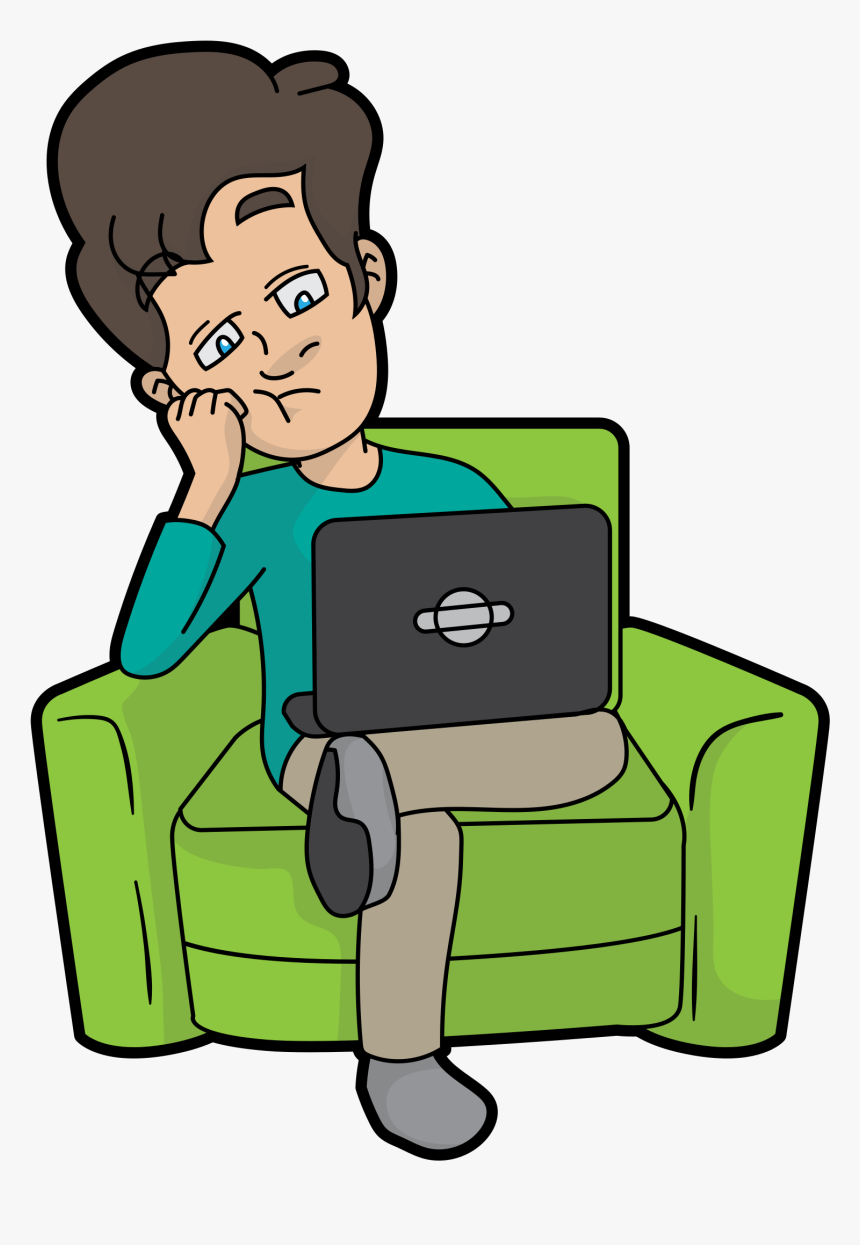 Clip Art Man At Computer Cartoon - Cartoon On Computer Png, Transparent