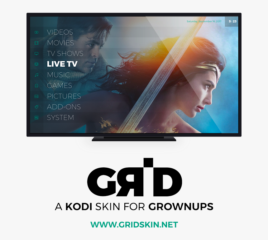 Grid Skin Kodi, HD Png Download