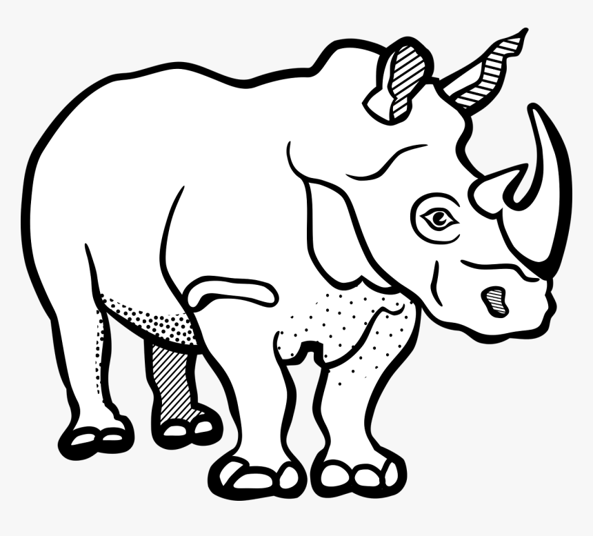 Rhino Clipart Black And White, HD Png Download