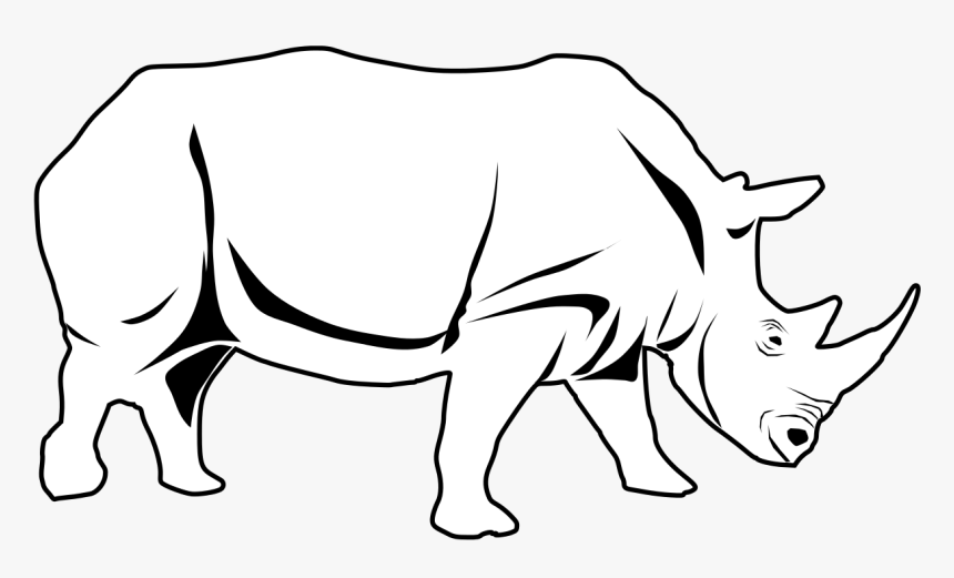 Outline Image Of Rhino, HD Png Download