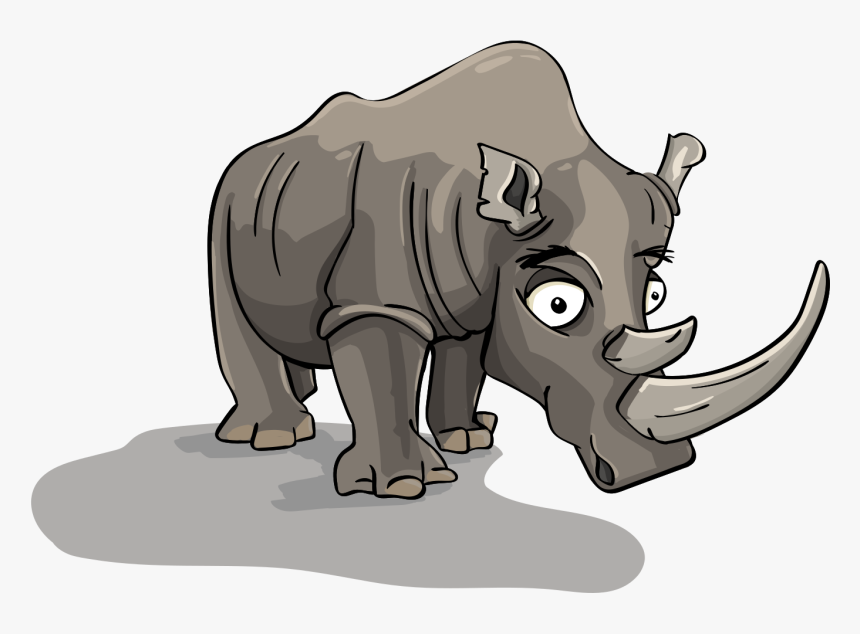 Rhino, Horn, Cartoon, Character, Animal, Brontothere - Badak Kartun, HD Png Download