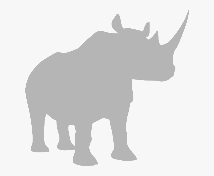 Grey Clipart Rhino - Transparent Background Silhouette Rhino Clipart, HD Png Download