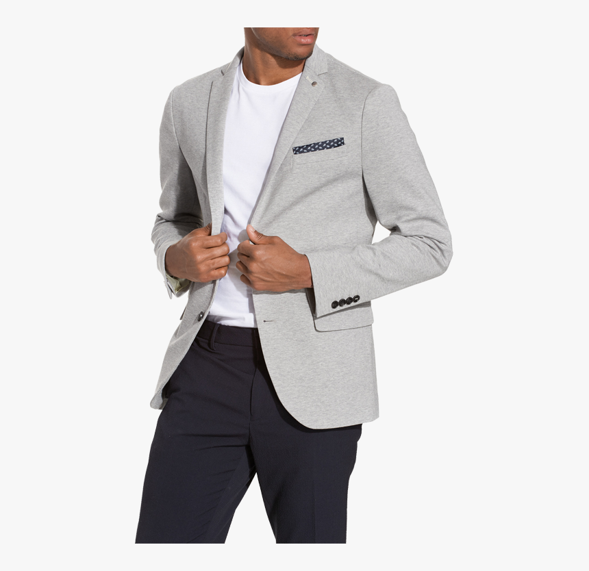 Lys Blazer - Grå Bomulds Blazer Herre, HD Png Download