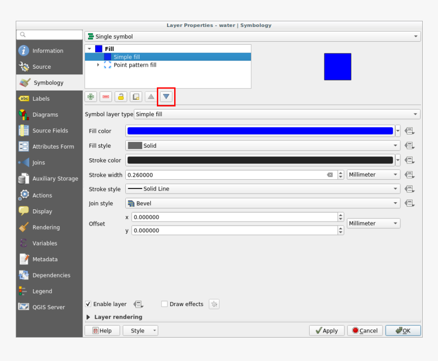 - - / - - / - - / Images/simple Fill Move Down - Como Categorizar Una Capa En Qgis, HD Png Download