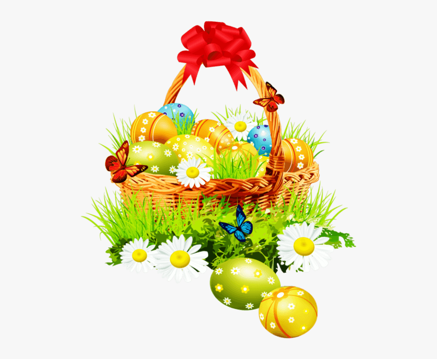 Flower Basket Clipart - Easter Basket Png, Transparent Png