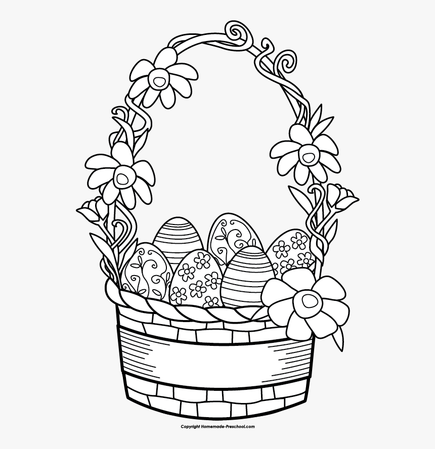 Free Easter Basket Clipart - Drawings Of Easter Baskets, HD Png Download