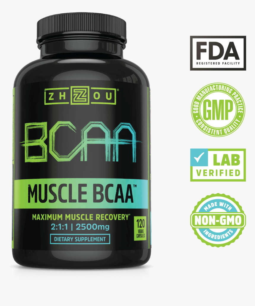 Lab Verified, Non Gmo Muscle Bcaa From Zhou Nutrition - Bodybuilding Supplement, HD Png Download