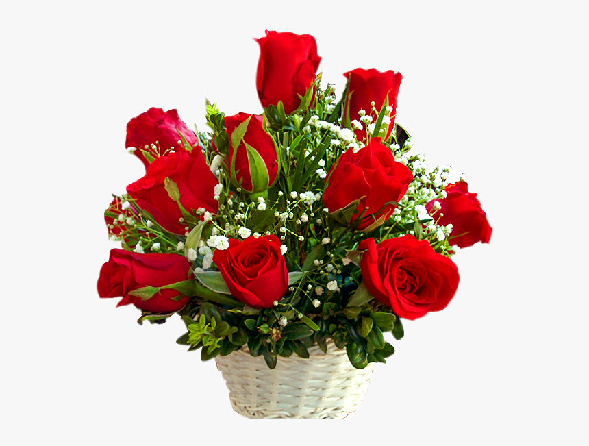 24 Red Roses Basket - Basket Of Roses Transparent Background, HD Png Download