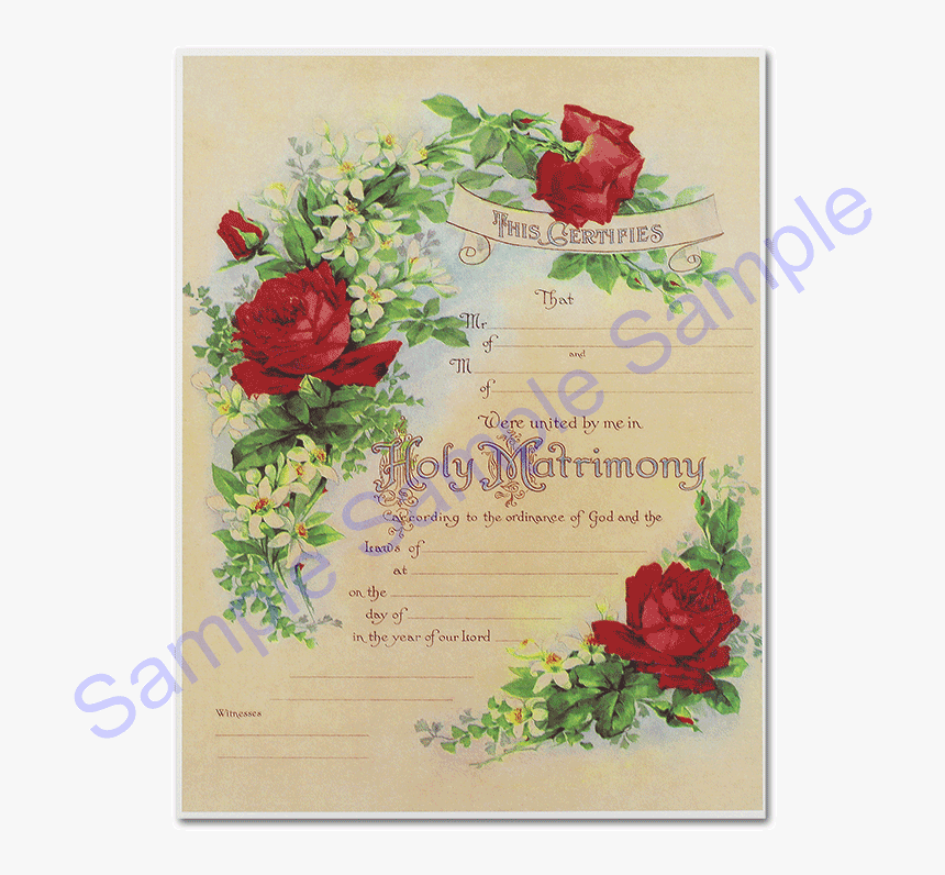 Red Roses - Rose Floral Marriage Certificate, HD Png Download
