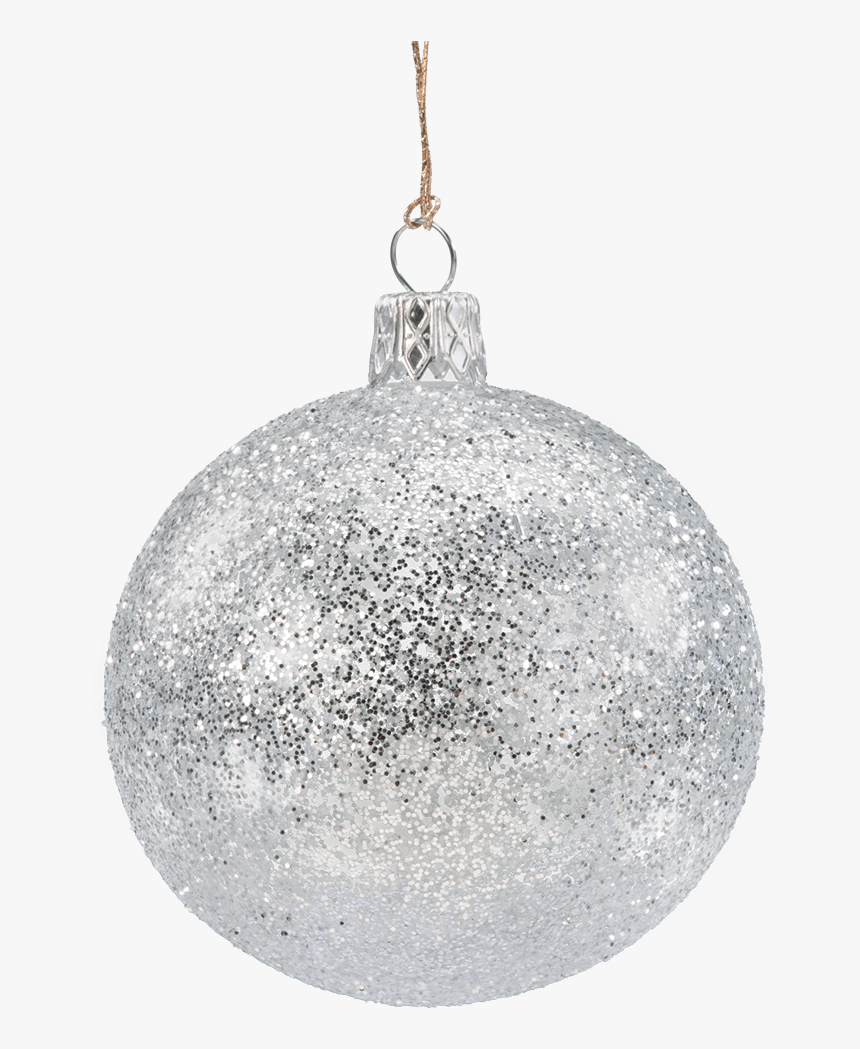 Glass Bauble Silver With Glitter, 7 Cm - Christmas Baubles Silver Glitter, HD Png Download