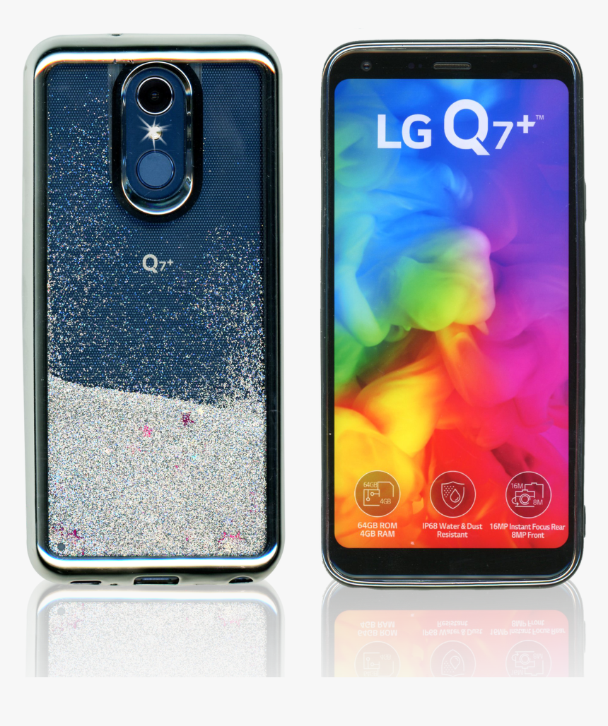 Lg Q7 Plus/q7 Mm Electroplated Water Glitter Silver, HD Png Download