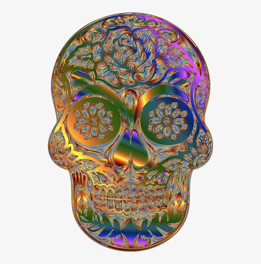 Sugar Skull Silhouette By Karen Arnold Ii Multichrome - Porcelain, HD Png Download