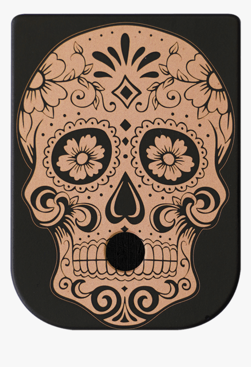 Sugar Skull Brass Black Traditional Finish Mag Plate, HD Png Download