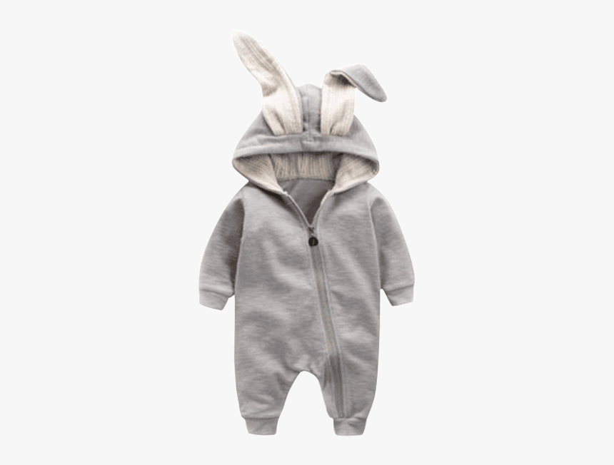 Petite Bello Romper Gray / 3m Bunny Ear Hooded Romper - Bunny Clothes For Babies, HD Png Download