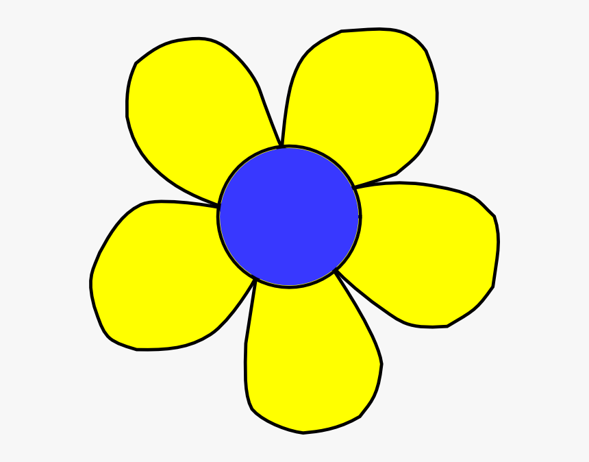 Blue And Flower Clip - Yellow Flower Clipart, HD Png Download