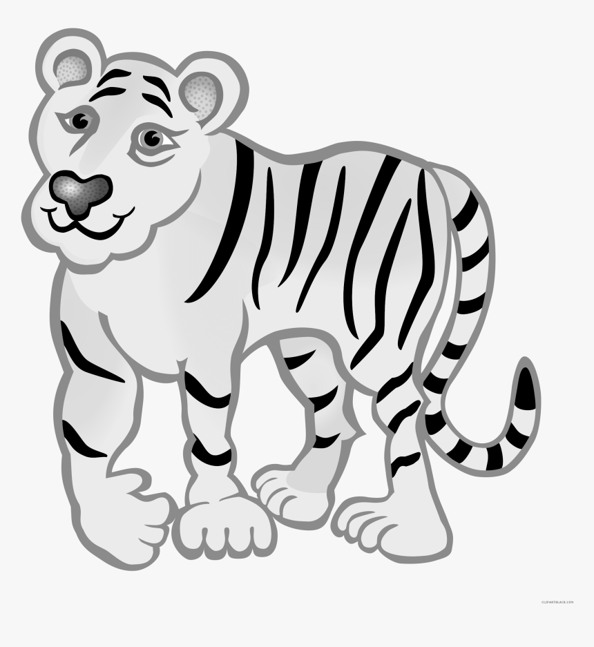 Tiger Animal Free Black White Clipart Images Clipartblack - Tiger Images For Coloring, HD Png Download