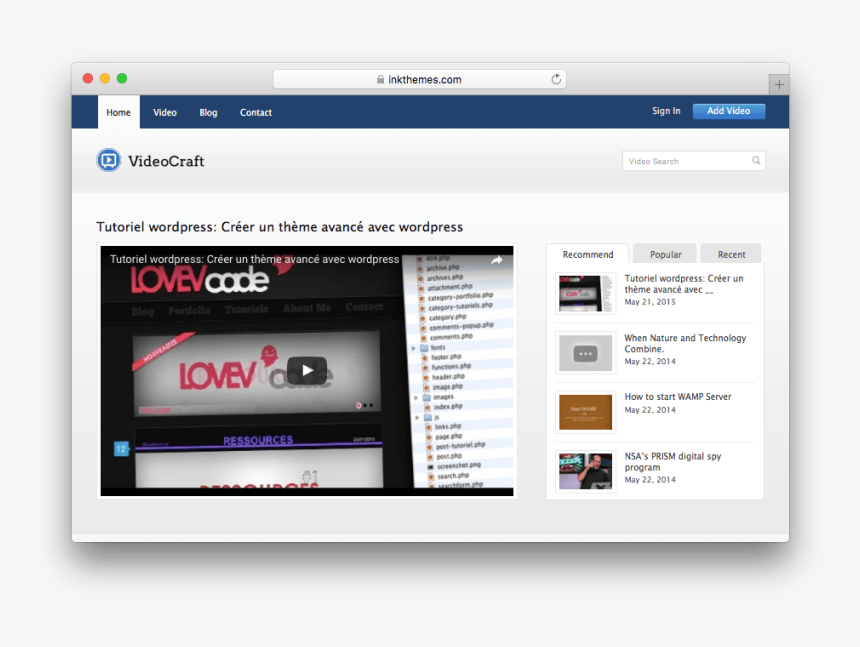 Videocraft Youtube Or Vimeo Like Wordpress Theme - Wordpress Theme Like Youtube, HD Png Download