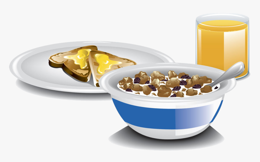 Breakfast Cereal Milk Toast Raisin Bread - Breakfast Clipart Toast Cereal, HD Png Download