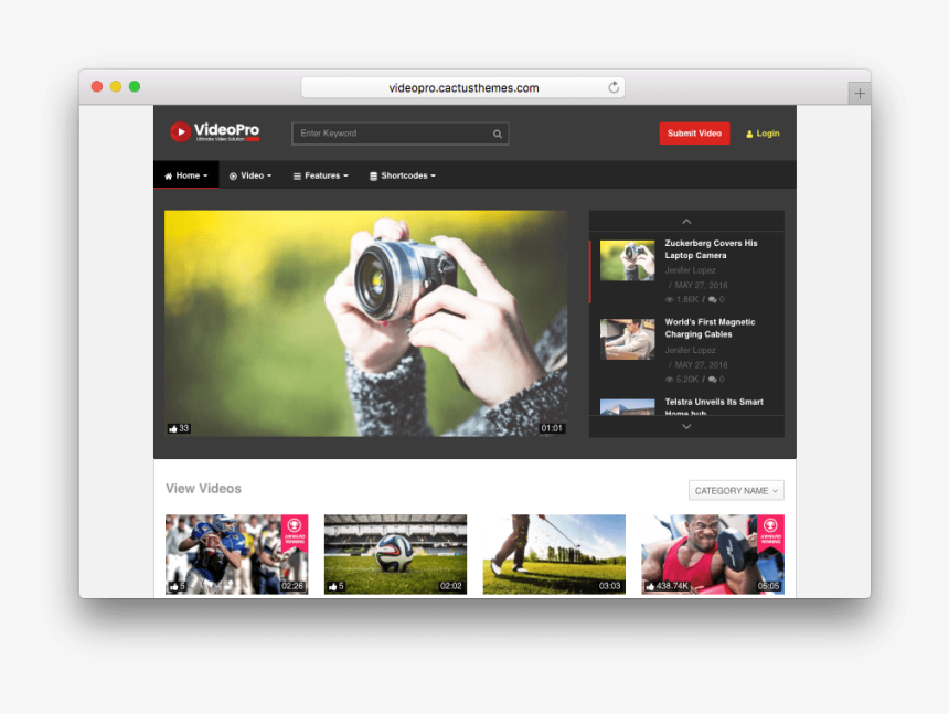 Videopro Video Theme Like Youtube, Vimeo, Twitch - Free Wordpress Video Theme Like Youtube, HD Png Download