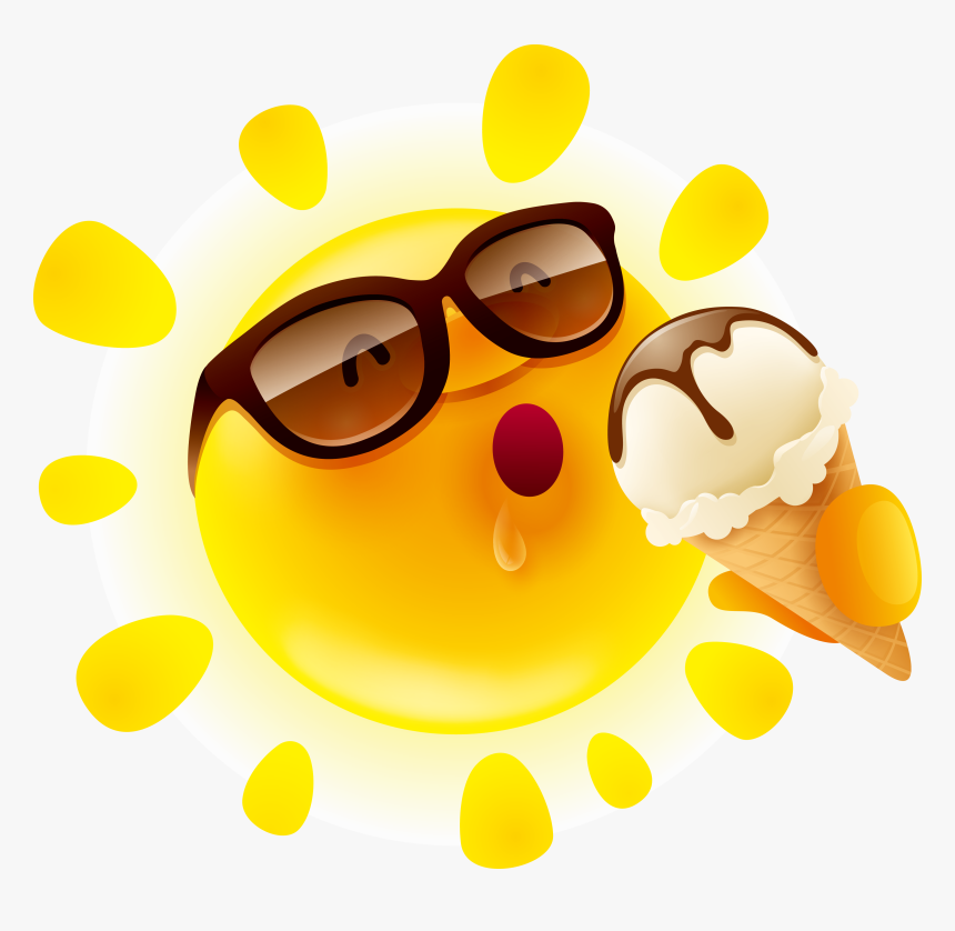 Sun Cartoon Cone Ice Cream Png Image High Quality Clipart - Sun And Ice Cream Clipart, Transparent Png