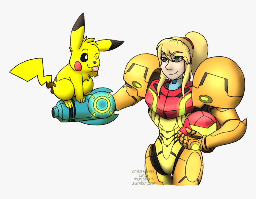 Samus N Pikachu - Cartoon, HD Png Download