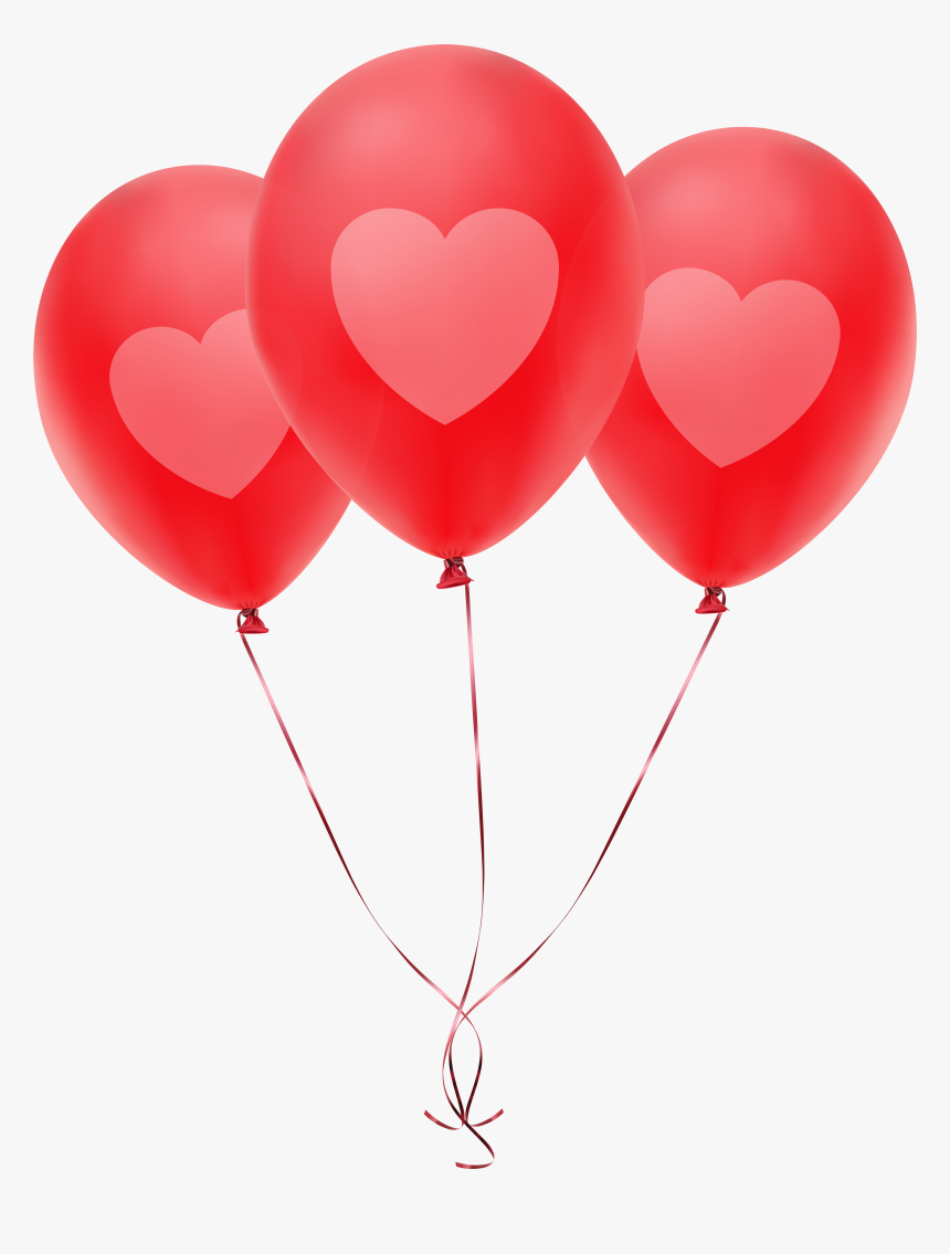Red Balloons With Heart Transparent Png Clip Art Image, Png Download