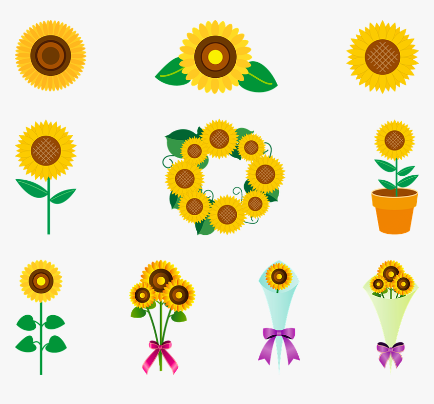 Sunflower Sunflower Wreath Sunflowers Bunch ひまわり イラスト Ai 無料 Hd Png Download Transparent Png Image Pngitem