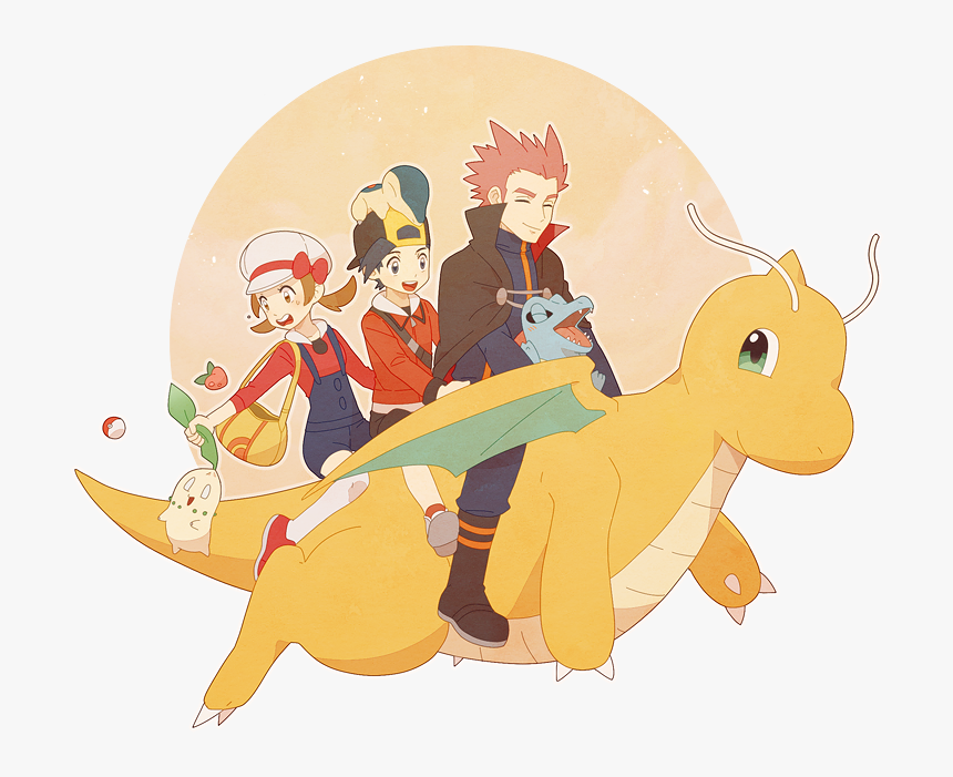 View Fullsize Pokémon Gold & Silver Image - Riding Dragonite, HD Png Download
