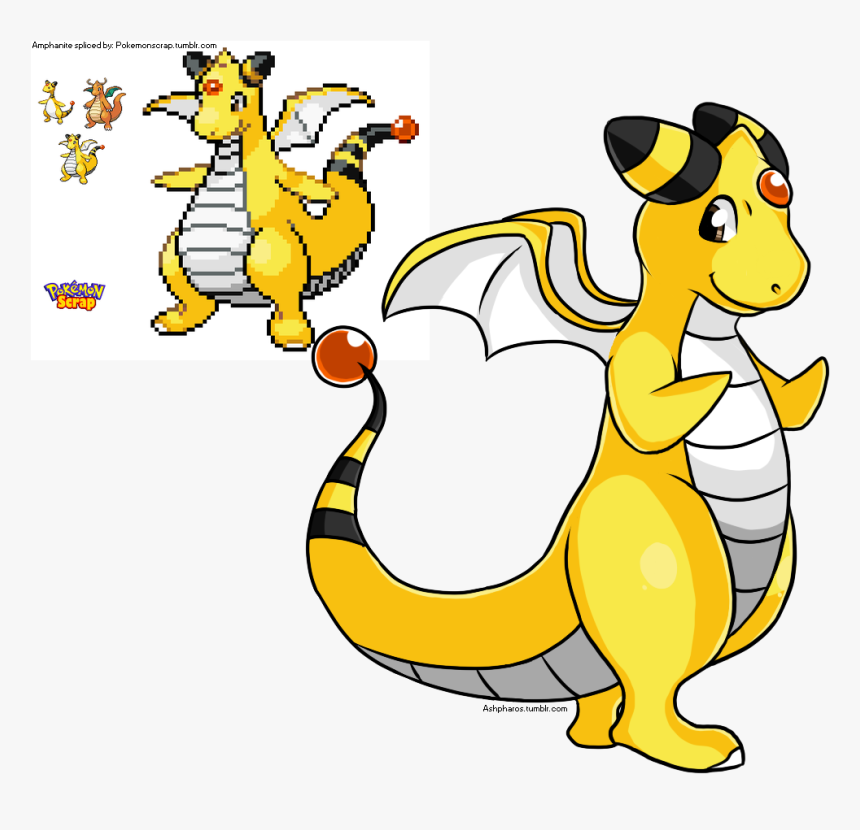 “ Ampharos X Dragonite Amphanite Spliced By - Cartoon, HD Png Download