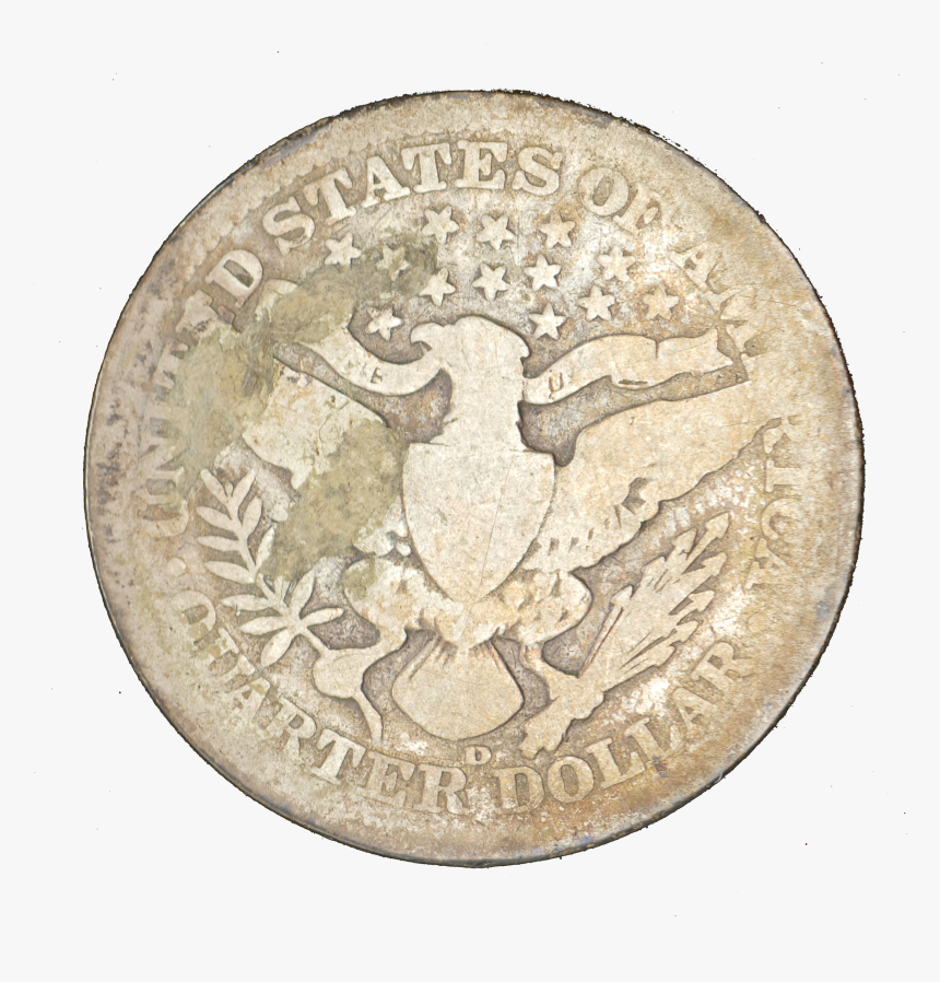 1907-d Barber Quarter Rev - Coin, HD Png Download
