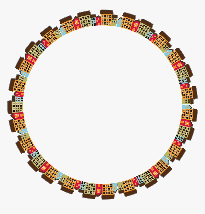 Small Town Cityscape Radial Clip Arts - Balloon Frame Png, Transparent Png