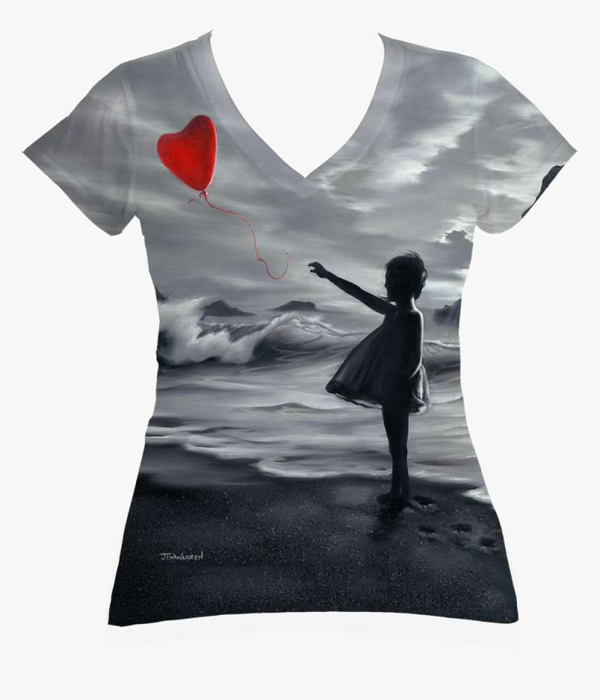 One Red Balloon Ladies V-neck - Balloon, HD Png Download