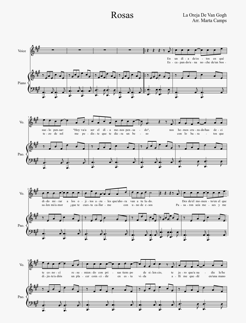 Rosas Partitura, HD Png Download