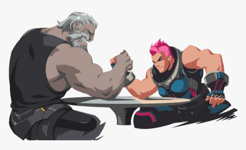 Overwatch Arm Wrestling Sprays , Png Download - Reinhardt Zarya Arm Wrestle, Transparent Png