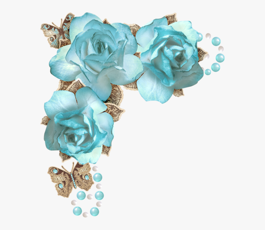 Forgetmenot Scrap Corners Todo Vintage Pinterest Corner - Blue Rose Corner Png, Transparent Png