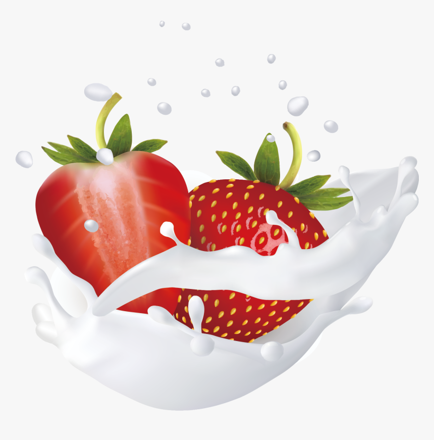 Strawberries Clipart Splash - Strawberry Milk Splash Png, Transparent Png
