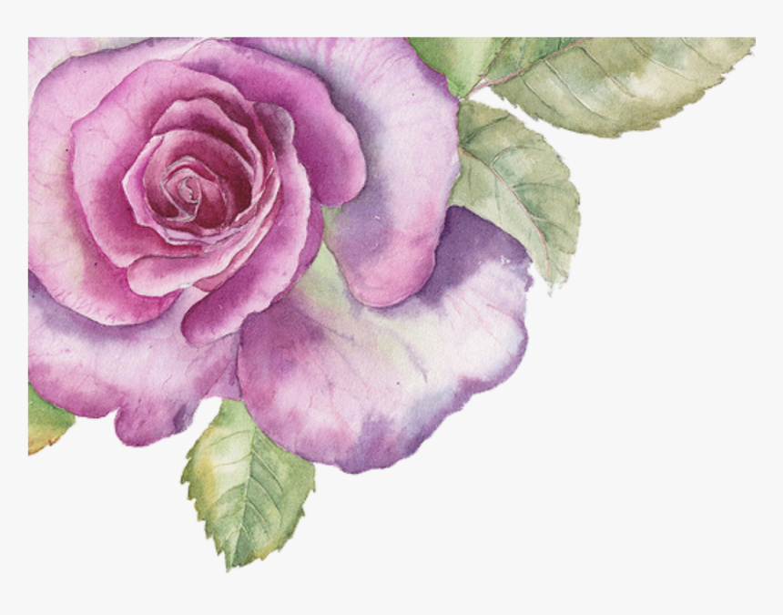 Watercolor Purple Flower Border Transparent, HD Png Download