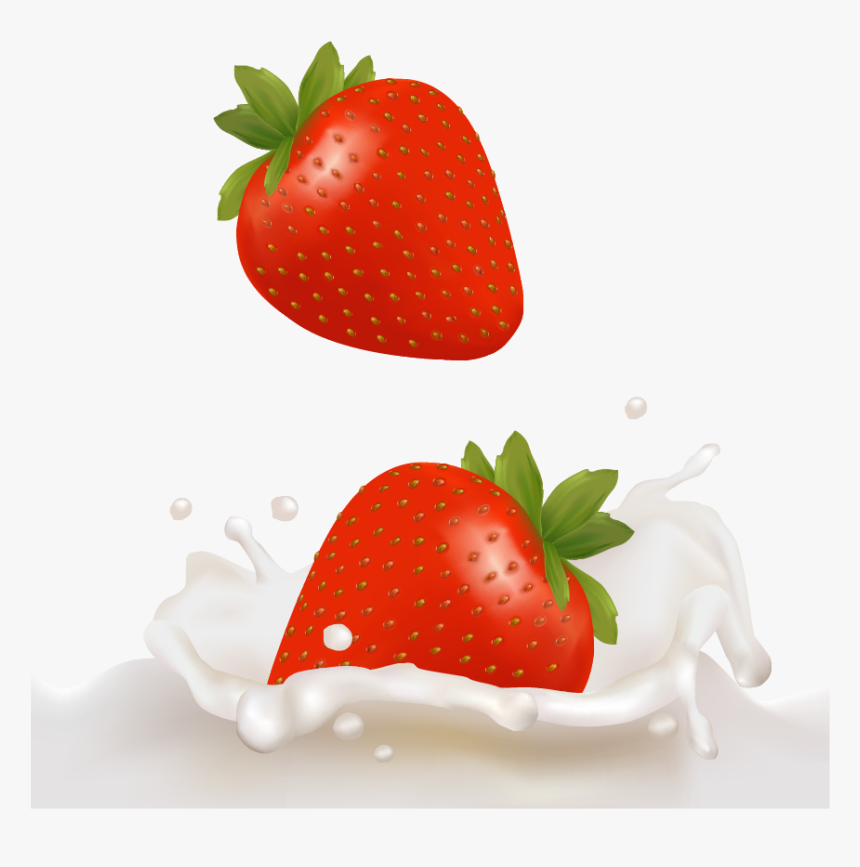 Milk Strawberry Png, Transparent Png