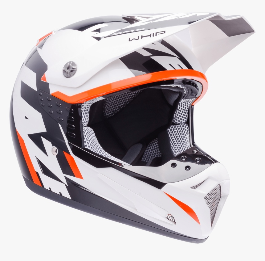 Motorcycle Helmet Lazer Smx Whip White Black Orange - Helmet Png Hd, Transparent Png